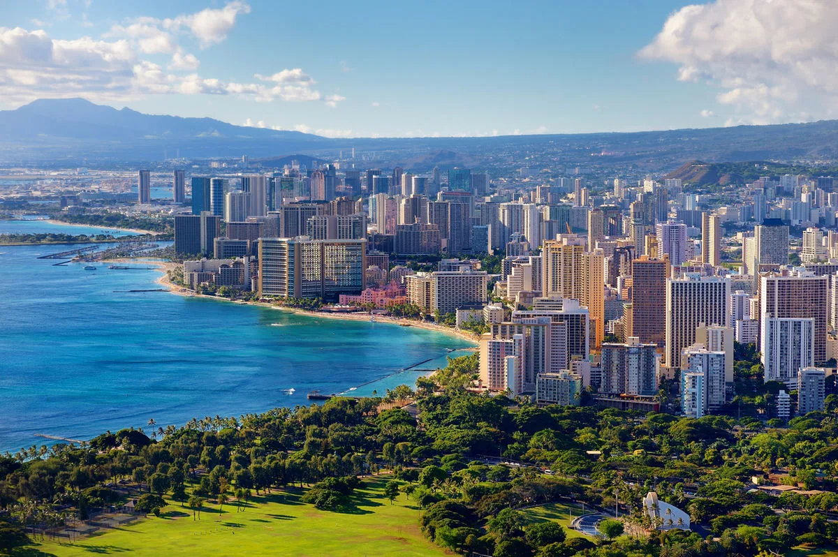 Honolulu and Waikiki from above